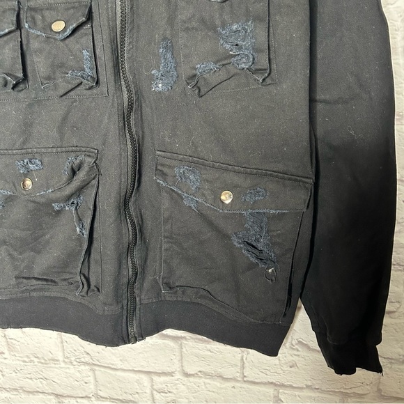 Carmar Black Distressed Denim Cargo Hooded Jacket - Picture 10 of 15